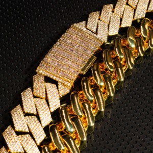 <span class=keywords><strong>Collier</strong></span> chaîne maille cubaine Miami sertie de moissanite VVS couleur D avec certificat GRA, épaisseur 20 mm, plaqué or - Product Image 3