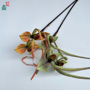 Fleurs artificielles en soie Paphiopedilum, orchidée artificielle, décoration d'intérieur, arrangement de mariage, ornement de réception d'hôtel, style minimaliste - Product Image 3