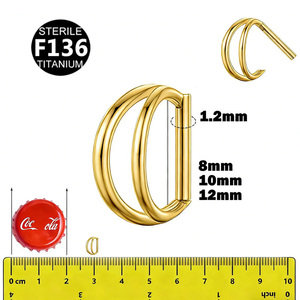 Gaby F136 Titanium <b>Gold</b> <b>Nose</b> Ring D Shape Half Ring 16G Zircon Claw Setting Unisex Wedding Ear Tragus Cartialge Piercing Jewelry - Product Image 6