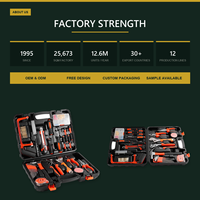 Kit d'outils de 100 pièces avec mallette de rangement en acier au carbone pour réparation domestique, électricien, pince, marteau, clé, personnalisable OEM