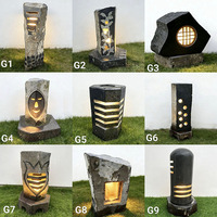 Lanterne de jardin en pierre de basalte noir gris foncé de style japonais, sculpture décorative en pierre, lampes à vendre