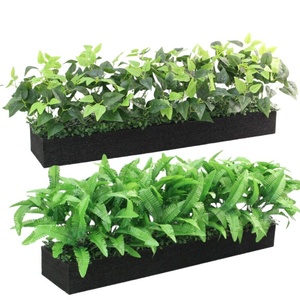 กระถางปลูกต้นไม้ประดับตกแต่งรูปทรงรางดอกไม้ พร้อมต้นหัวไชเท้าพลาสติกสีเขียวประดิษฐ์  ดอกไม้ประดิษฐ์ตกแต่ง  ชุดต้นไม้จำลอง - Product Image 2