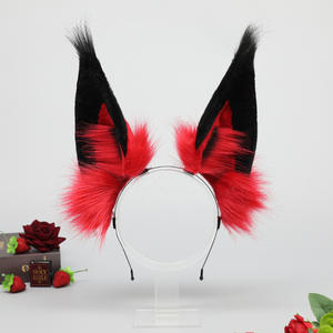 ชุดคอสเพลย์หูสัตว์สีแดง E0058อุปกรณ์เสริมงานประชุมอนิเมะเครื่องประดับผมสตรีมเป็นไวรัสที่คาดผมหูปีศาจที่คาดผม - Product Image 3