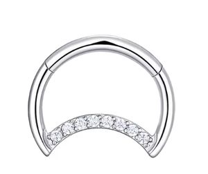 Joyería de <span class=keywords><strong>Piercing</strong></span> para <span class=keywords><strong>Mujer</strong></span>, <span class=keywords><strong>Aro</strong></span> de Titanio ASTM F136 de 16g con Incrustaciones de Circonita en Forma de Luna para Septum, Labret, Nariz, Fosa Nasal, Segmento, Clicker, Cartílago - Product Image 4