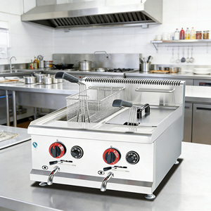 Friteuse professionnelle à gaz à double cuve pour frites, <span class=keywords><strong>tomado</strong></span>, poisson, banane, corndog - Product Image 2
