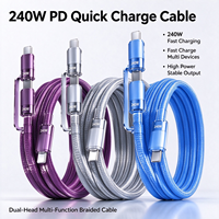 Câble USB-C vers C en nylon tressé transparent de qualité supérieure 240W 5A à charge rapide pour iPhone 15/16/17/18, tablettes Android et ordinateurs portables