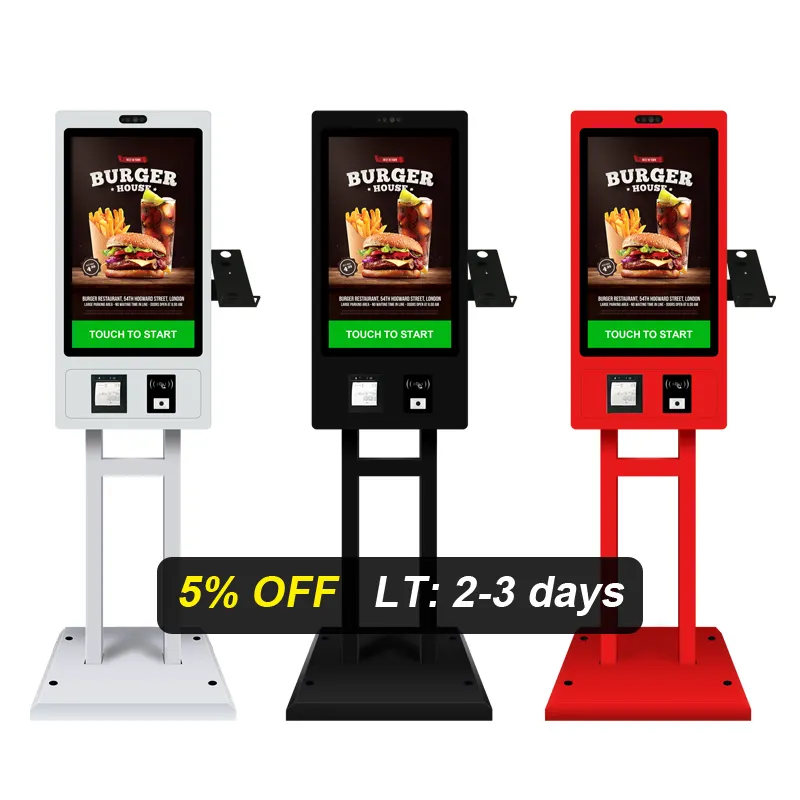 Totem Fast Food 21.5 24 32 inç dokunmatik ekran POS kendinden sipariş makinesi Self servis terminali ödeme sipariş restoranlar için Kiosk
