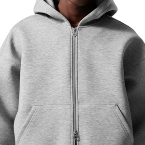 Sweat-shirts pour hommes en coton de haute qualité, personnalisés, avec fermeture éclair bidirectionnelle sur le devant, épaules tombantes, coupe ample, 500 g/m², tissu French Terry, coupe épurée - Product Image 1