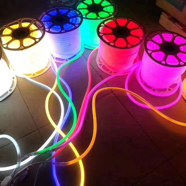 220V 110VAC RGB LED Neon Strip Light 50m/Roll Flexible Color Changing RGB Neon Led Strip Silicone Diffuser
