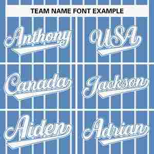 Maillot de baseball authentique personnalisé, design tendance, rayures bleu clair et blanc, entièrement boutonné - Product Image 5