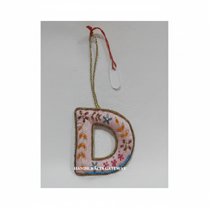Tissu matériel doré Zari broderie arbre de noël suspendus ornements multicolore lettre forme utilisé décorations de fête d'anniversaire - Product Image 1