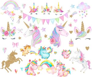 Vietnam colorido unicornio pared calcomanía Arco Iris pared pegatina extraíble vinilo dibujos animados pared se aferra <span class=keywords><strong>para</strong></span> niña dormitorio sala <span class=keywords><strong>de</strong></span> estar puerta - Product Image 1