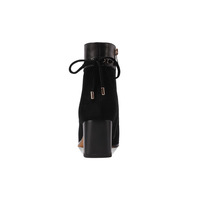 Bottes mi-mollet en cuir véritable et daim de haute qualité, nouvelle collection automne-hiver, à bout carré, talon épais de 6 cm, antidérapantes, avec fermeture éclair et lacets