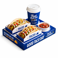 Boîtes à tacos en gros avec porte-gobelet, emballages jetables personnalisés en papier pour plats rapides