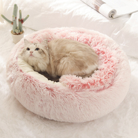 Donut Soft Plüsch Burrow ing Cave Kapuze Katzen bett Kunst pelz Kusch ler Runde Komfortable Selbst erwärmende Indoor Schlaf bett