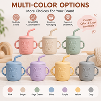 Gobelet d'apprentissage pour bébé en silicone personnalisé, tasse à bec en silicone de qualité alimentaire, tasse à boire pour tout-petit avec poignées, sans BPA, OEM