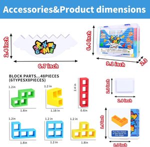 Penjualan terlaris 48 buah 64 buah 3D tetra menara blok bangunan mainan <span class=keywords><strong>2</strong></span> pemain keseimbangan susun mainan tim blok bangunan - Product Image 4