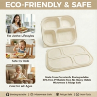 Boîte Bento B2B Directe en Amidon de Maïs Biodégradable de 1000 ml à 4 Compartiments avec Couvercle Anti-fuite pour Préparation de Repas Écologique – Vente en Gros
