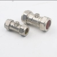 Vannes d'isolation à compression 15 mm et 22 mm pour conduites d'eau chaude et froide 15 mm, finition chromée, commande d'arrêt à quart de tour chromée