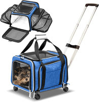 Transporteur extensible pour animaux de compagnie avec roues roulantes Poussette pliable approuvée par la compagnie aérienne Chat Chiot Chien Transporteurs Pet Carrier