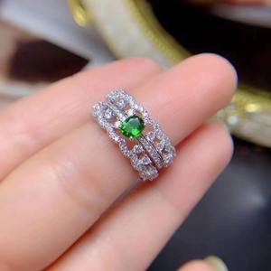 Alta Qualidade Fábrica Fornecimento Promessa 925 Sterling Silver Oval Corte Clássico Anel De Noivado Natural Diopside para Festa De Casamento - Product Image 3