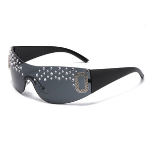Women's <b>Rhinestone</b> <b>Sunglasses</b> Frameless Square Pink Lens UV400 Protection For Outings Parties Driving Stage Performances - Product Image 5