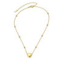 Collier ras du cou tendance JinSpark en acier inoxydable plaqué or 18 carats avec pendentif cœur, bijoux délicats pour femme, idéal pour mariage