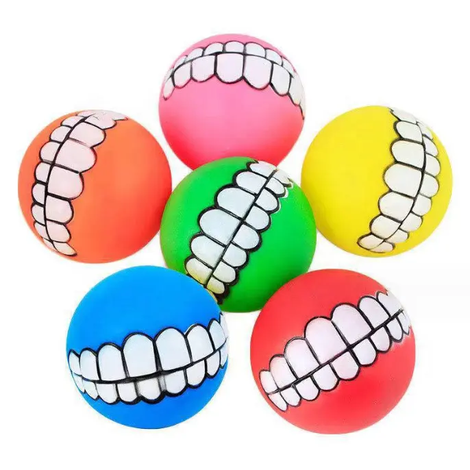 Best Selling Durable Puppy Squeaky Dog Brinquedos Mastigação Brinquedo De Vinil Interativo Fetch Dog Balls Toy Com Dentes Grandes