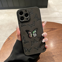 Étui de téléphone en cuir PU à motif papillon pour iPhone 11 12 13 14 15 16 17, coque de protection d'objectif pour iPhone 17 Pro Max