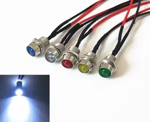 Lâmpada led de sinal de energia com pequeno equipamento de 8mm, diodo emissor com cabo