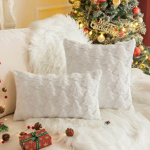 Housses de coussin de Noël Carré Arbre de Noël et renne Décoratif Housses de coussin en peluche - Product Image 5