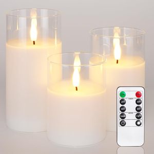 Nicro thiết kế mới Flameless điện tử <span class=keywords><strong>Luminous</strong></span> paraffin wax nightlight với cốc thủy tinh điều khiển từ xa pin Power LED nến - Product Image 1