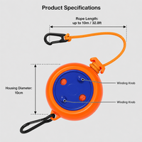 Corde à linge rétractable portable orange et bleue avec manivelle et double mousqueton pour extérieur, personnalisable avec votre logo, équipement OEM ODM en gros