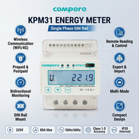 Pemantauan Beban AC Modbus RS485 Submeter DIN-rail Nirkabel Meter Energi WiFi Fase Tunggal untuk apartemen dan rumah.