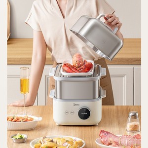 Midea <b>Electric</b> <b>Steamer</b> 10L Two Layer Digital Control Insulation White Household Multifunctional Stew Pot - Product Image 2