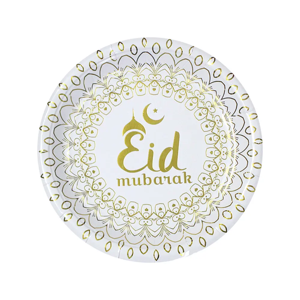 Eid Mubarak disposable paper plate star moon paper cup Ramadan paper plate and cup set for party decoration