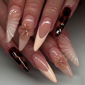 <span class=keywords><strong>Uñas</strong></span> postizas acrílicas <span class=keywords><strong>francesas</strong></span> cuadradas de cobertura completa, hechas a máquina, con diseño de mariposa azul, 24 unidades/caja, decoración de perlas de dos tonos, pegamento a granel - Product Image 5