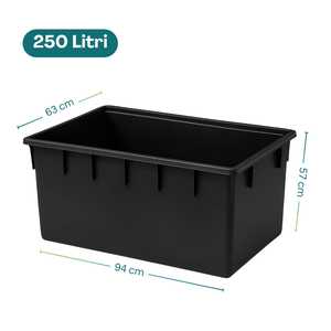 Contenitore di Plastica Rettangolare 250L Nero 94x63x57 Cm Impilabile Multiuso - Product Image 2