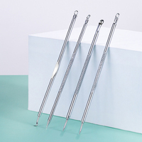 Kit professionnel VH 4 pièces pour éliminer les points noirs, logo personnalisé, couleur, acier inoxydable, outil d'extraction de l'acné, kit de nettoyage des pores, traitement de l'acné