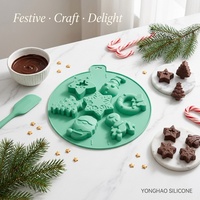 Moule à bonbons de Noël sur mesure, fabrication OEM/ODM, 7 cavités, silicone de qualité alimentaire, platine, flexible, non toxique, démoulage facile