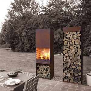 Corten steel extra large extérieur cheminée feu surround cheminée bois de luxe salon cheminée - Product Image 6