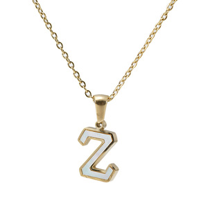 Collar de Acero Inoxidable con Colgante de Letra en Oro de 18K para Mujer, Venta al por Mayor - Product Image 3