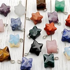 Grand pendentif 24mm en pierre naturelle cristal agate améthyste quartz rose étoile géométrique à six branches esprit bricolage autres artisanat en cristal - Product Image 3