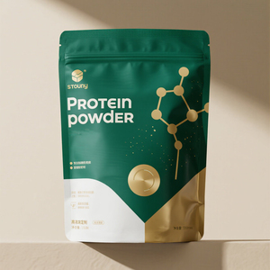 Sac pochette à fond plat en aluminium refermable imprimé personnalisé 1kg 2kg <span class=keywords><strong>3kg</strong></span> 5kg avec fermeture éclair de la valve adapté au sac en poudre de protéine de lactosérum - Product Image 2