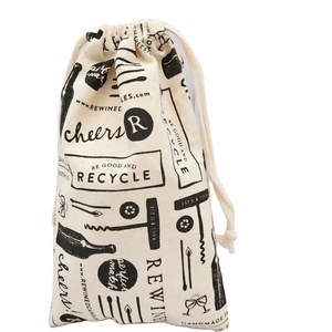 Sac à vin réutilisable en coton de haute qualité, sac cadeau anti-poussière pour bouteille de vin, sac en coton écologique avec cordon de serrage et logo – Offre Spéciale - Product Image 1