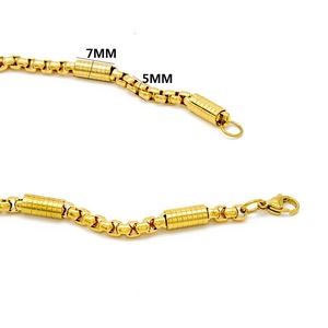 Fashion 5mm Stainless Steel Square Pearl <strong>Guarantee</strong> Link <strong>Chain</strong> 18K Gold Unisex Trendy Geometric Style Vacuum Plating Anniversary - Product Image 5