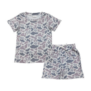 Expédition immédiate Vente en gros Vêtements d'été écologiques en Spandex/Polyester pour bébés filles, motif drapeau avec nœud du 4 juillet, manches courtes - Product Image 6