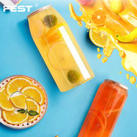 FEST Portable clair canette à boire 500ml bouteille ronde pour eau boisson jus jetable en gros boissons bouteilles en plastique pour animaux de compagnie