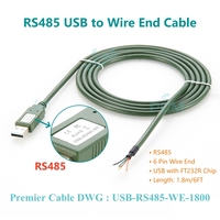 Cable de extremo de cable de 6 vías serial USB a RS485 con chipset FT232RL, convertidor de USB a RS485, UART de cable USB RS485