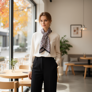 Sciarpa quadrata N 70x70 cm con motivo geometrico, accessorio di moda per donna - Product Image 3